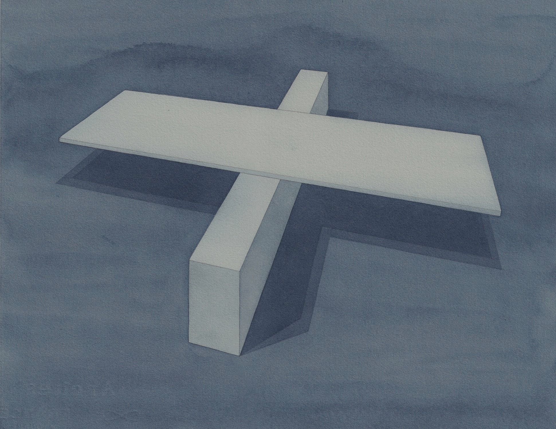 Kristīne Upīte / Kristine Upite – Airplane Blue · watercolor, graphite on paper · 26x33cm · 2025