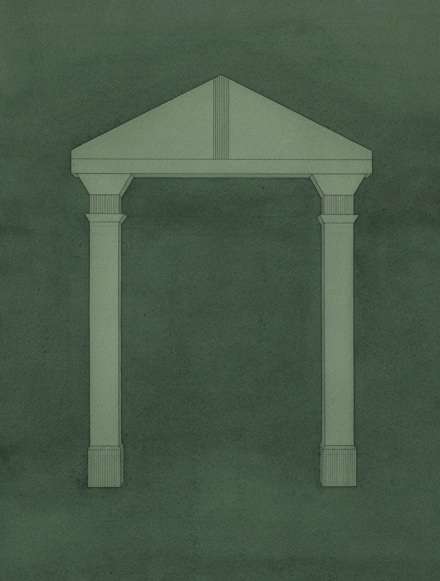 Kristīne Upīte / Kristine Upite – Arch Green · watercolor, graphite on paper · 36x27cm · 2026