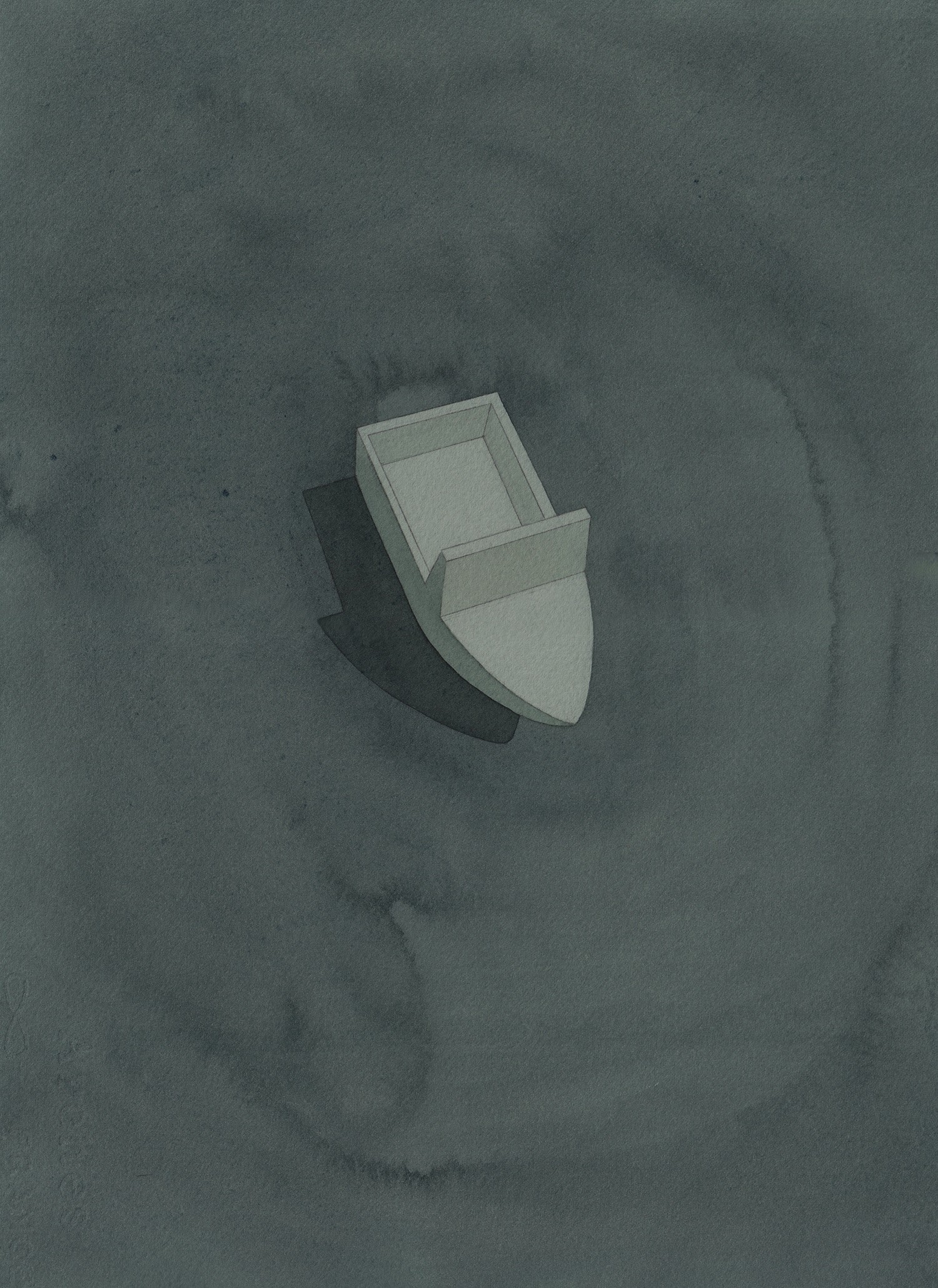 Kristīne Upīte / Kristine Upite – Boat Green · watercolor, graphite on paper · 2026