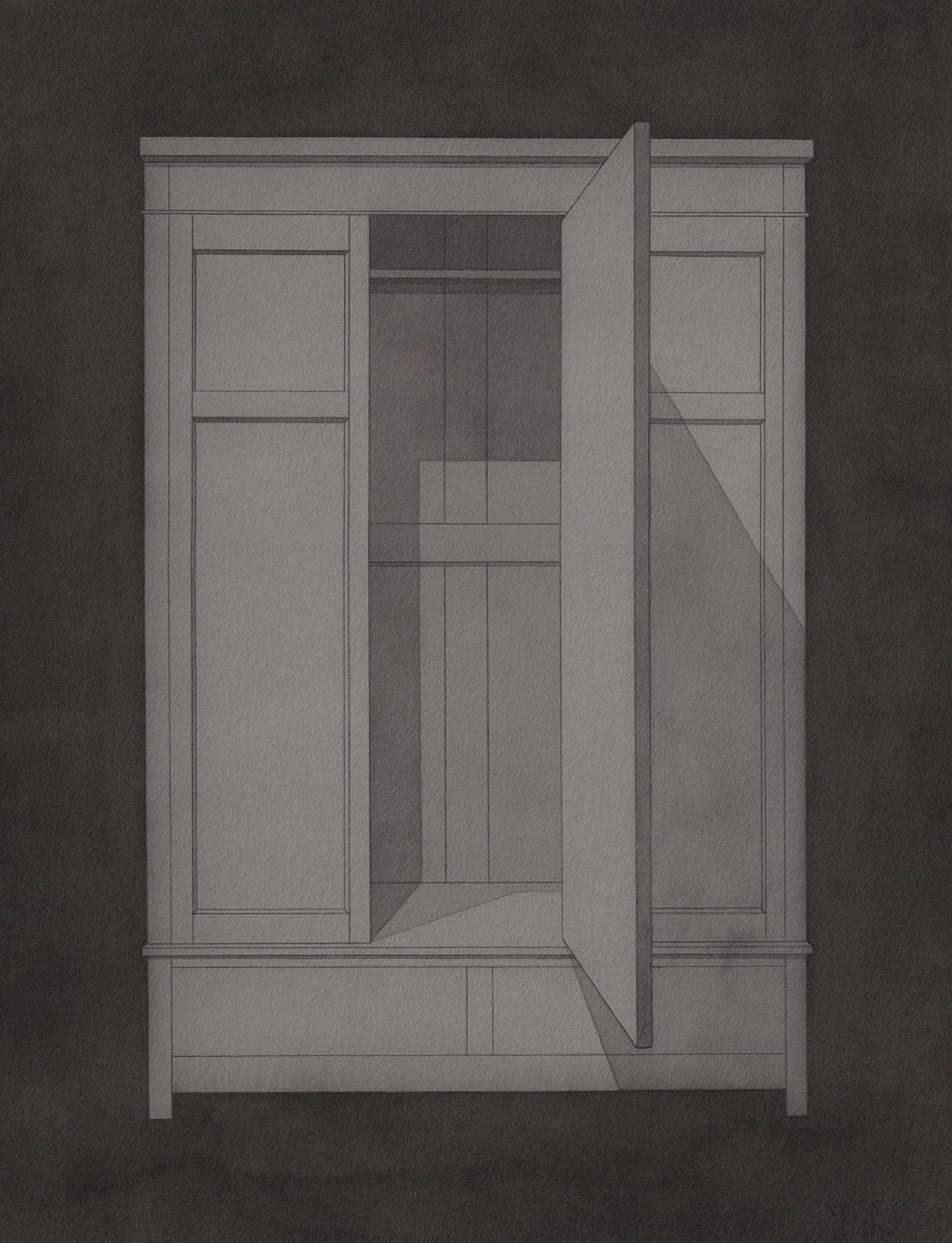 Kristīne Upīte / Kristine Upite – Closet Grey · watercolor, graphite on paper · 33x27cm · 2025