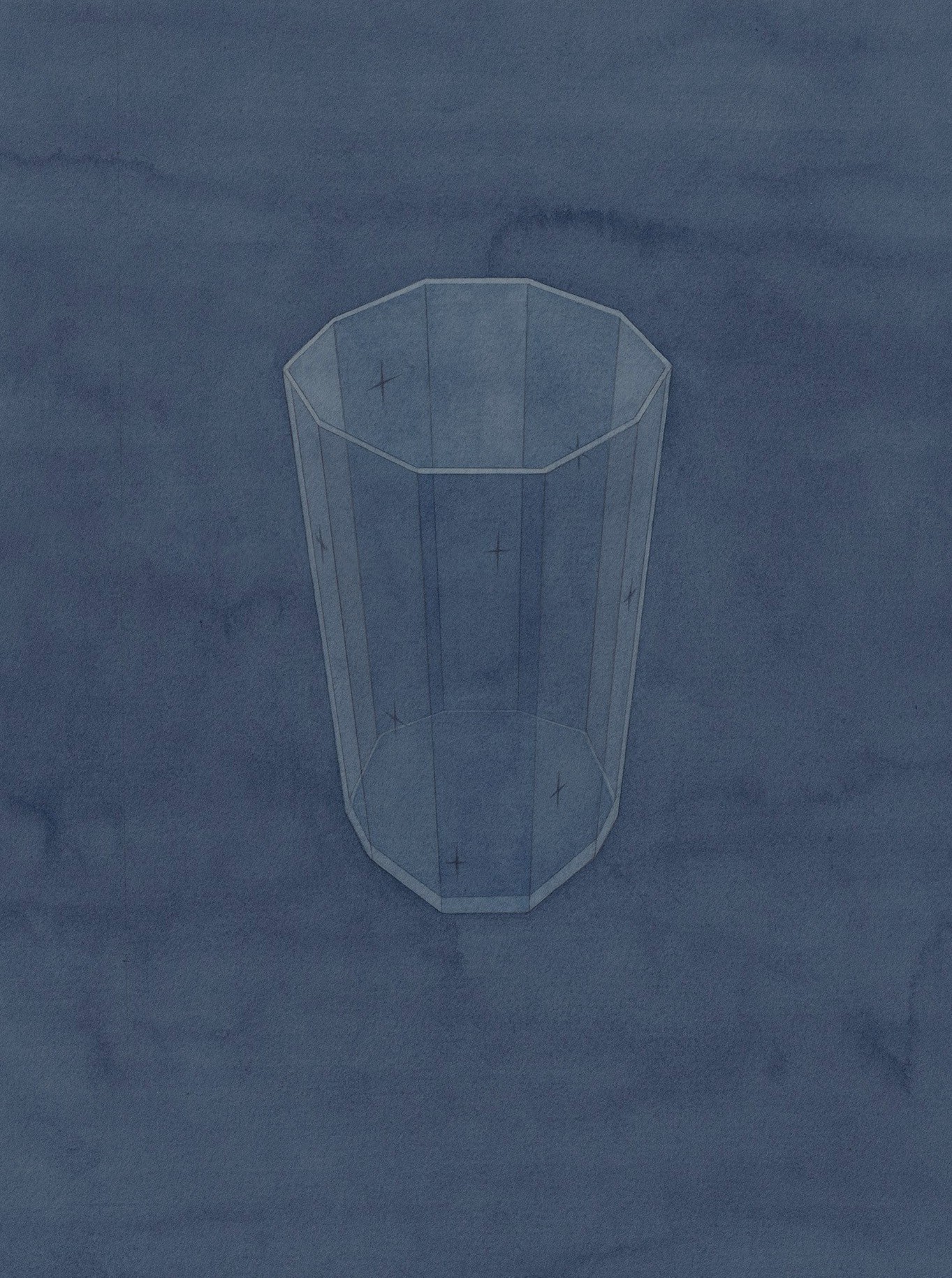 Kristīne Upīte / Kristine Upite – Glass Blue · watercolor, graphite on paper · 33x24cm · 2025