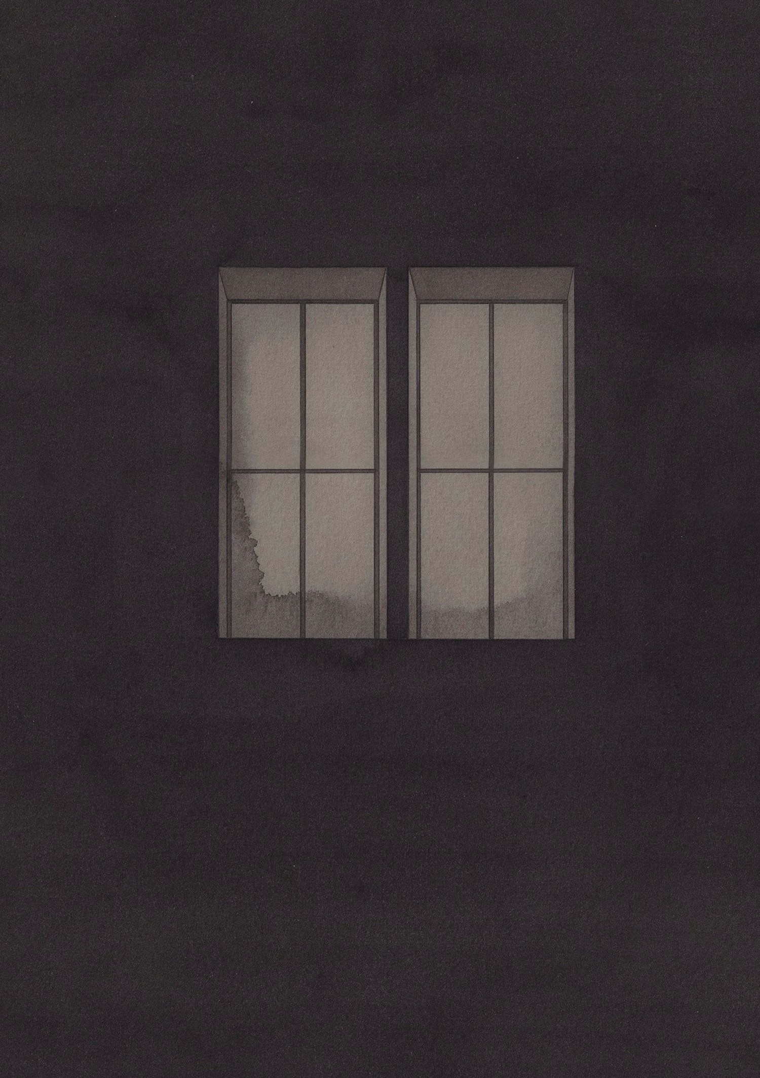 Kristīne Upīte / Kristine Upite – Two Windows Grey · watercolor, graphite on paper · 2026